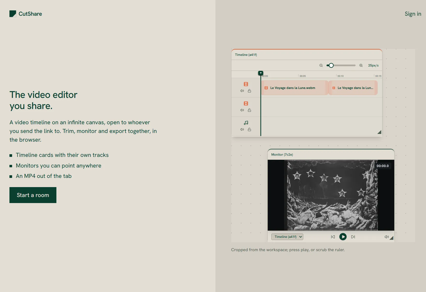 CutShare landing page